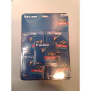 Fujifilm Zip 100MB Disk 5 Pack IBM Formatted Sealed